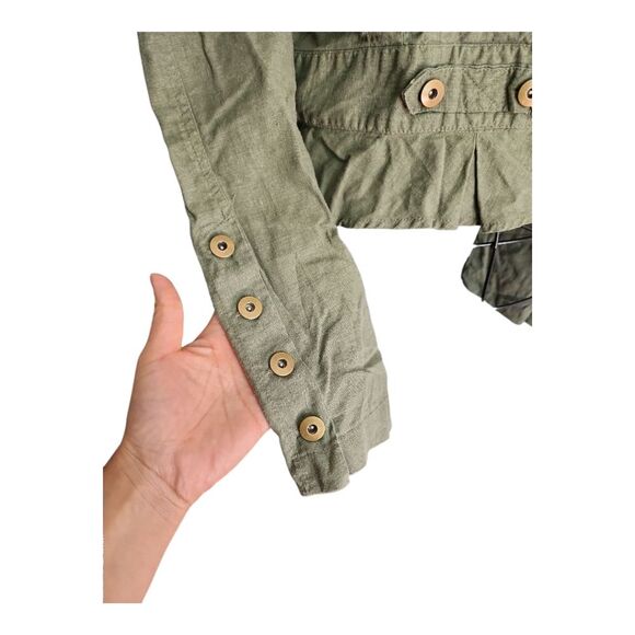 Taxi 100% Linen Military Utility Big Buttons Jacket Medium Safari Whimsigoth - Picture 7 of 9